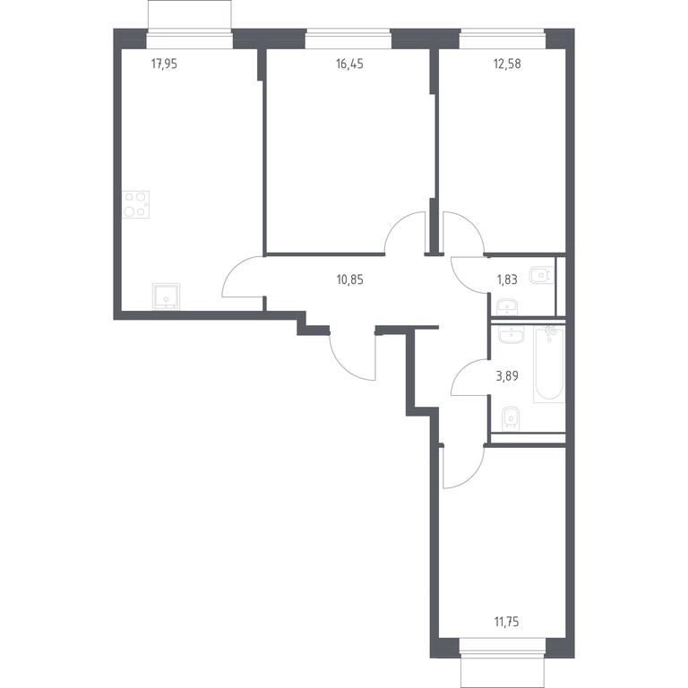 2-BD Apartment Sale, 75.3 sq. m. at Kvartal Domashnij, Donetskaya Street, 30с11, Moscow, Russia #1 2-BD Apartment Sale, 75.3 sq. m. at Kvartal Domashnij, Donetskaya Street, 30с11, Moscow, Russia #1