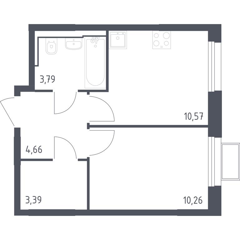 Apartment Sale, 32.84平方米 at Kvartal Strogino, zhiloy kompleks Kvartal Strogino, Krasnogorsk, Moscow Region, Russia #1