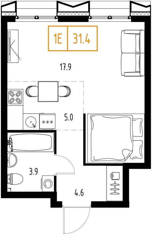 1-BD Apartment Sale, 31.4 sq. m. at Zarechnyi Kvartal, Torgovaya ulitsa, rabochiy posyolok Zarechye, Odintsovskiy City District, Moscow Region, Russia #1