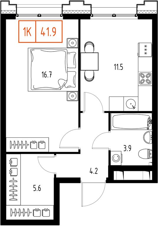1-BD Apartment Sale, 41.9 sq. m. at Zarechnyi Kvartal, Torgovaya ulitsa, rabochiy posyolok Zarechye, Odintsovskiy City District, Moscow Region, Russia #1