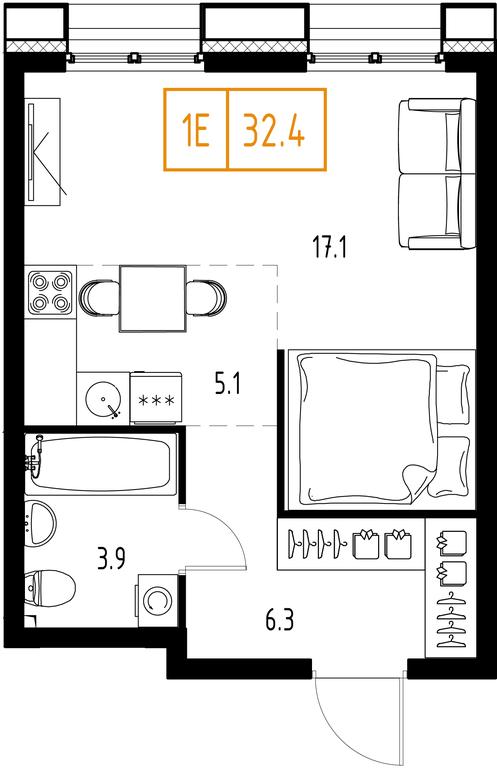 Продажа 1-комн. квартиры, 32,4 м² в ЖК «Заречный квартал», Торговая улица, рабочий посёлок Заречье, Одинцовский городской округ, Московская область, Россия #1