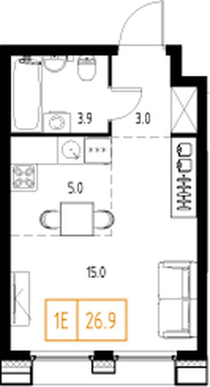1-BD Apartment Sale, 26.9 sq. m. at Zarechnyi Kvartal, Torgovaya ulitsa, rabochiy posyolok Zarechye, Odintsovskiy City District, Moscow Region, Russia #1