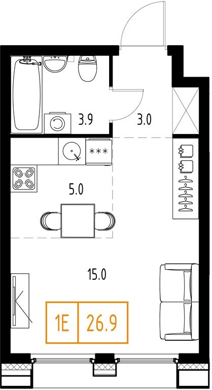 1-BD Apartment Sale, 26.9 sq. m. at Zarechnyi Kvartal, Torgovaya ulitsa, rabochiy posyolok Zarechye, Odintsovskiy City District, Moscow Region, Russia #1