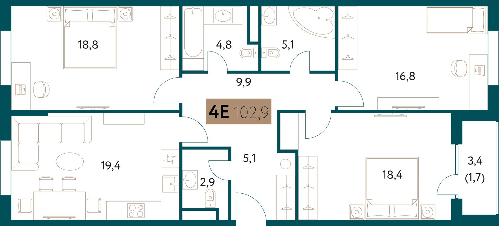 3-BD Apartment Sale, 102.9 sq. m. at Nastoiashchee, Vinnitskaya Street, 8к1, Moscow, Russia #2