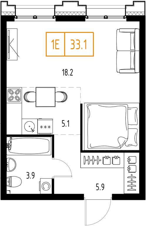 Продажа 1-комн. квартиры, 33,1 м² в ЖК «Заречный квартал», Торговая улица, рабочий посёлок Заречье, Одинцовский городской округ, Московская область, Россия #1