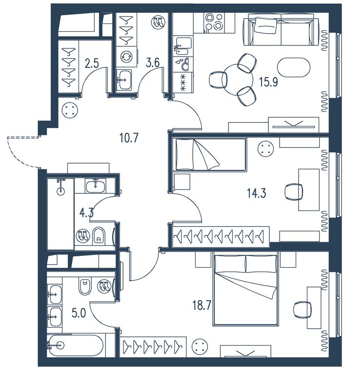 2-BD Apartment Sale, 75 sq. m. at Intonatsiya, Schukinskaya Street, 7/9с7, Moscow, Russia #1 2-BD Apartment Sale, 75 sq. m. at Intonatsiya, Schukinskaya Street, 7/9с7, Moscow, Russia #1