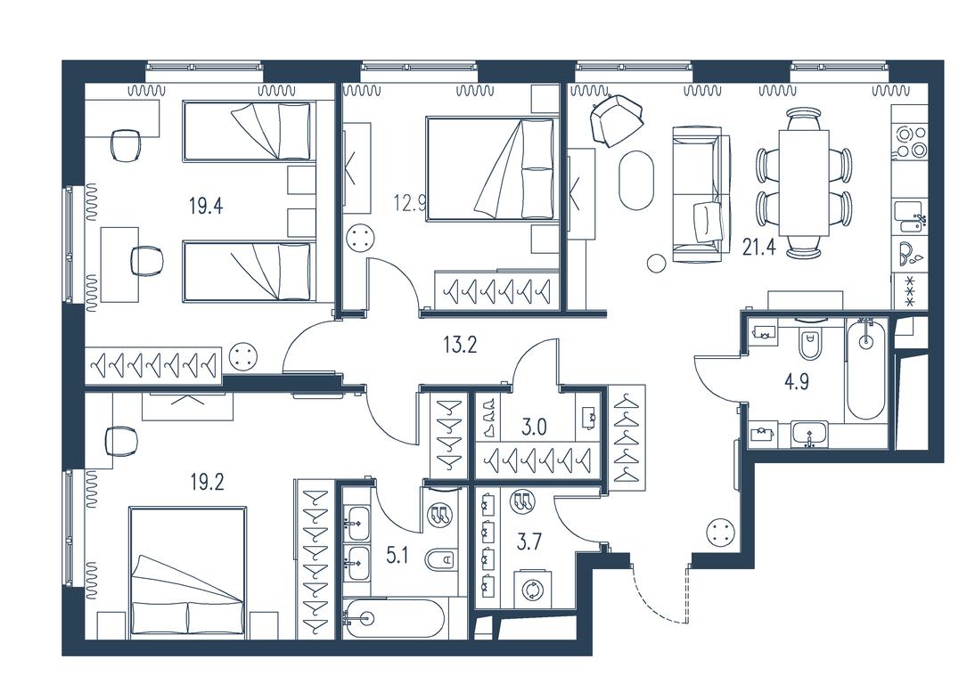 3-BD Apartment Sale, 102.8 sq. m. at Intonatsiya, Schukinskaya Street, 7/9с7, Moscow, Russia #1