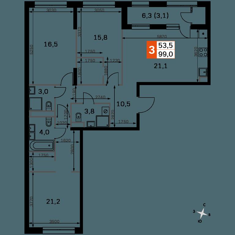 3-BD Apartment Sale, 98.7 sq. m. at Sky Garden, Stroitelny Drive, 9с6, Moscow, Russia #1 3-BD Apartment Sale, 98.7 sq. m. at Sky Garden, Stroitelny Drive, 9с6, Moscow, Russia #1