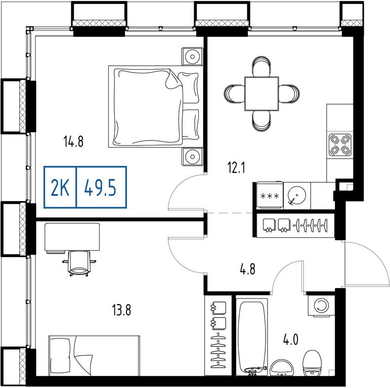 2-BD Apartment Sale, 49.5 sq. m. at Zarechnyi Kvartal, Torgovaya ulitsa, rabochiy posyolok Zarechye, Odintsovskiy City District, Moscow Region, Russia #1 2-BD Apartment Sale, 49.5 sq. m. at Zarechnyi Kvartal, Torgovaya ulitsa, rabochiy posyolok Zarechye, Odintsovskiy City District, Moscow Region, Russia #1