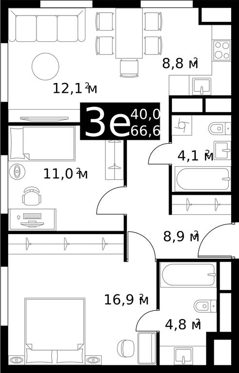 Продажа 3-комн. квартиры, 66,6 м² в ЖК «Диалог (Dialog)», Большая Спасская улица, 37, Москва, Россия #2 Продажа 3-комн. квартиры, 66,6 м² в ЖК «Диалог (Dialog)», Большая Спасская улица, 37, Москва, Россия #2