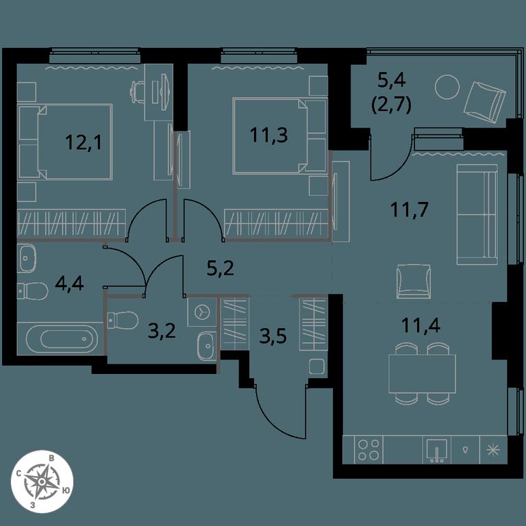 3-BD Apartment Sale, 65.5 sq. m. at 1 Izmajlovskij, Montazhnaya Street, 8с13, Moscow, Russia #1 3-BD Apartment Sale, 65.5 sq. m. at 1 Izmajlovskij, Montazhnaya Street, 8с13, Moscow, Russia #1
