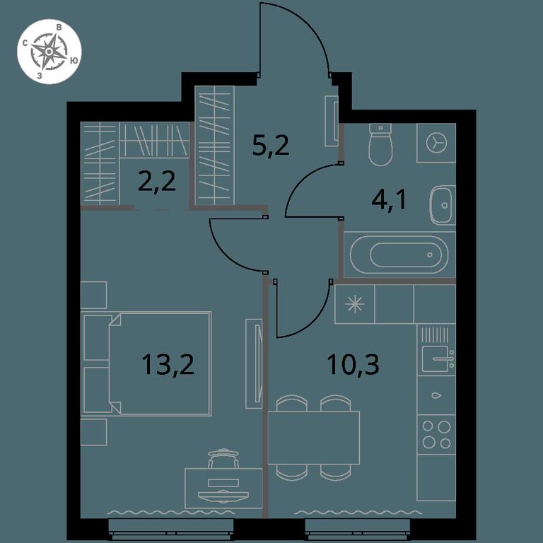 1-BD Apartment Sale, 35平方米 at 1 Izmajlovskij, Montazhnaya Street, 8с13, Moscow, Russia #1