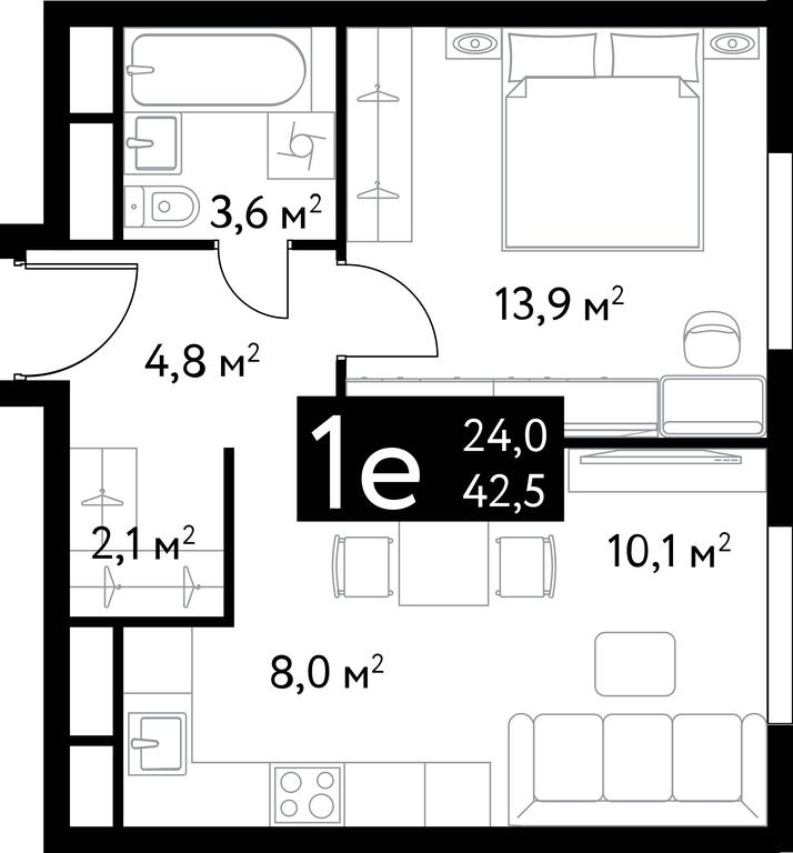 2-BD Apartment Sale, 42.6 sq. m. at Dialog, Bolshaya Spasskaya Street, 37, Moscow, Russia #1 2-BD Apartment Sale, 42.6 sq. m. at Dialog, Bolshaya Spasskaya Street, 37, Moscow, Russia #1