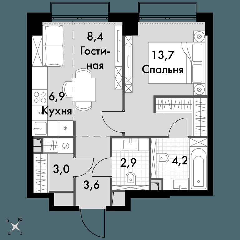 1-BD Apartment Sale, 42.7平方米 at Sydney City, Shenogina Street, 2, Moscow, Russia #1 1-BD Apartment Sale, 42.7平方米 at Sydney City, Shenogina Street, 2, Moscow, Russia #1