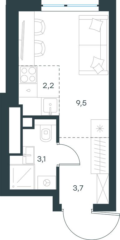 Apartment Sale, 18.5平方米 at Level Michurinskiy, Озёрная улица, вл1, Москва, Россия #1