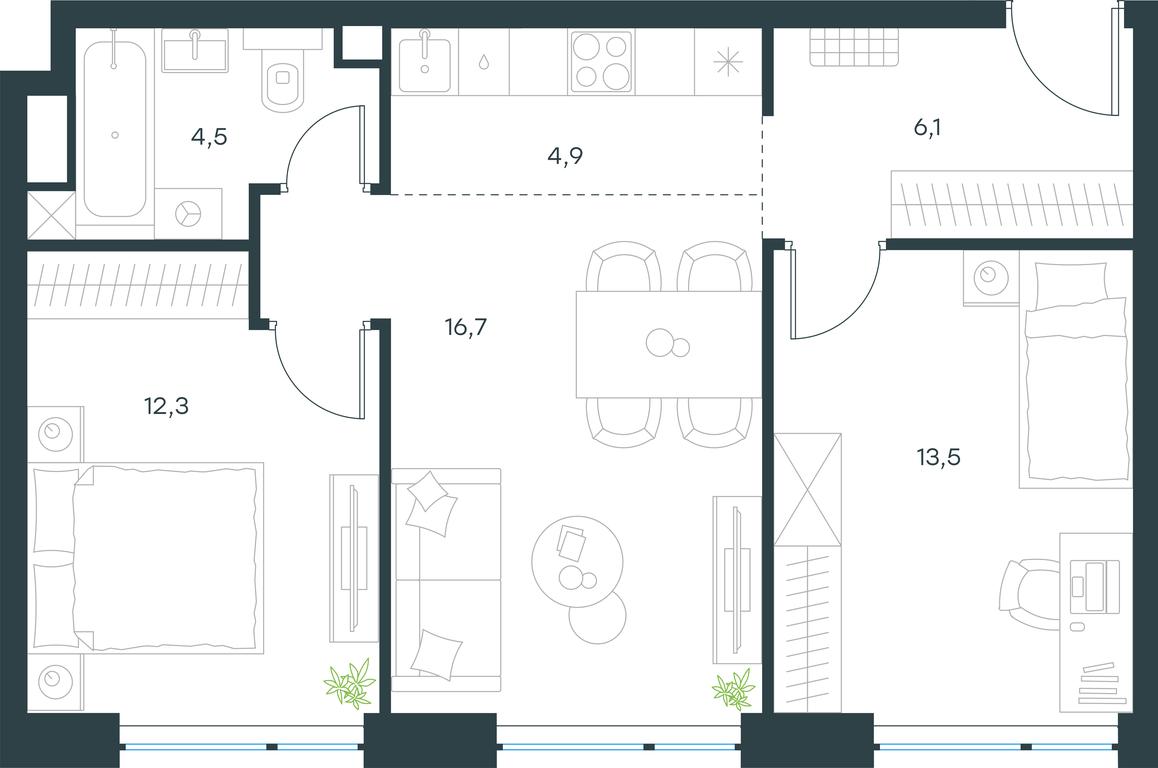 2-BD Apartment Sale, 58 sq. m. at Level Michurinskiy, Озёрная улица, вл1, Москва, Россия #1 2-BD Apartment Sale, 58 sq. m. at Level Michurinskiy, Озёрная улица, вл1, Москва, Россия #1