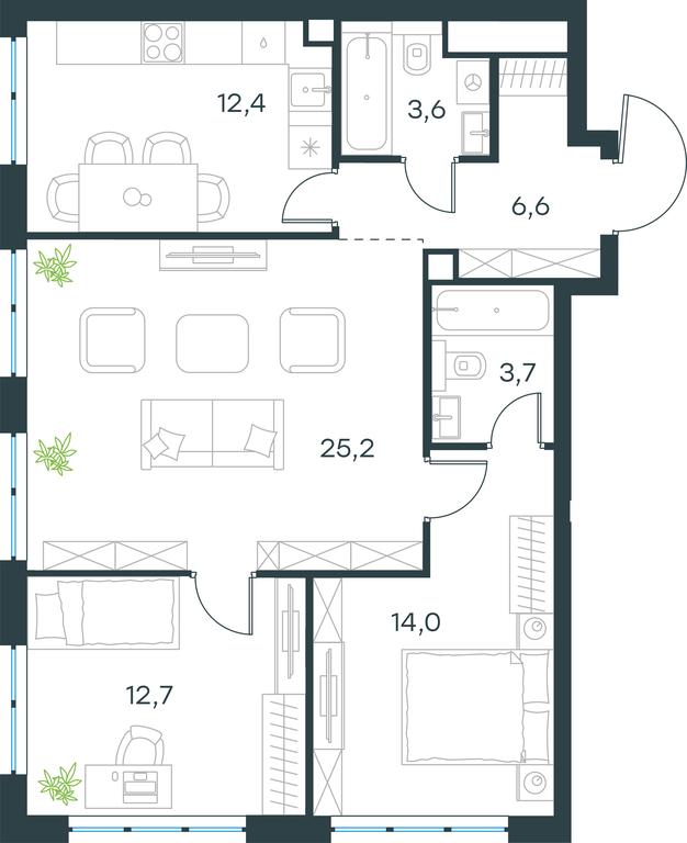 2-BD Apartment Sale, 78.2平方米 at Level Michurinskiy, Озёрная улица, вл1, Москва, Россия #1 2-BD Apartment Sale, 78.2平方米 at Level Michurinskiy, Озёрная улица, вл1, Москва, Россия #1