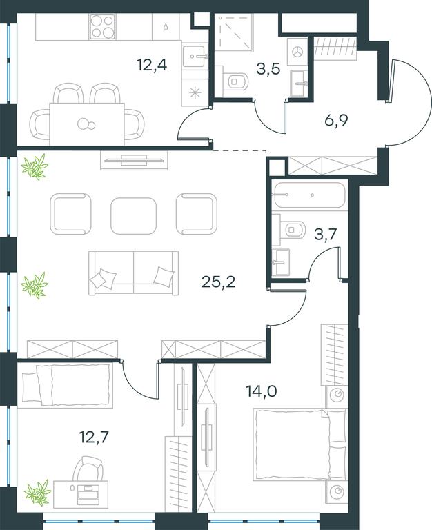 2-BD Apartment Sale, 78.4平方米 at Level Michurinskiy, Озёрная улица, вл1, Москва, Россия #1 2-BD Apartment Sale, 78.4平方米 at Level Michurinskiy, Озёрная улица, вл1, Москва, Россия #1