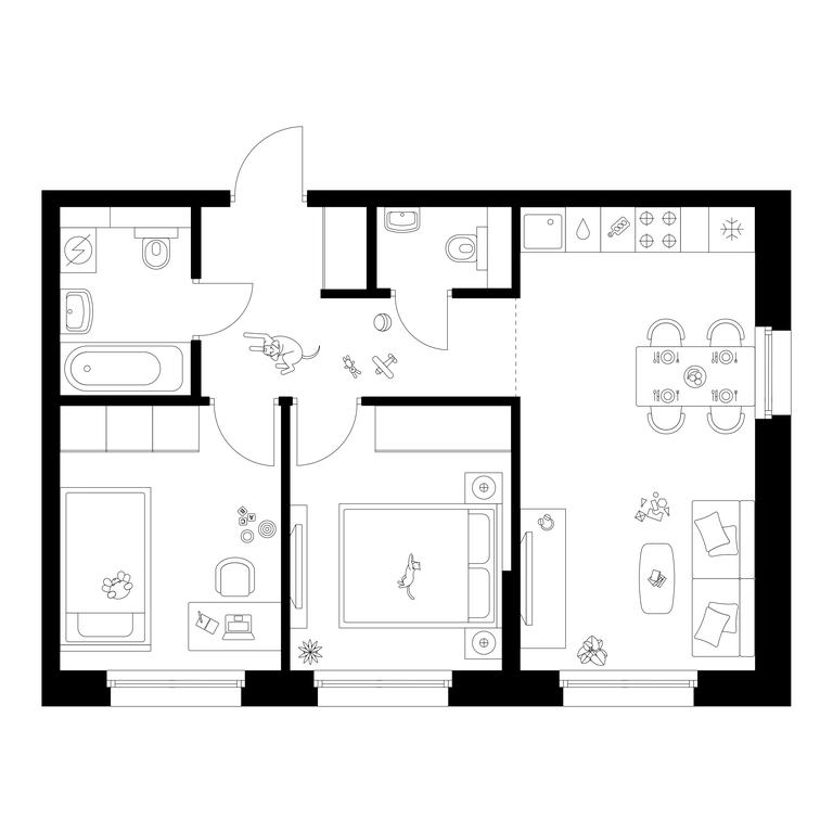 2-BD Apartment Sale, 51.2 sq. m. at Polar, Polyarnaya Street, 39Б, Moscow, Russia #2 2-BD Apartment Sale, 51.2 sq. m. at Polar, Polyarnaya Street, 39Б, Moscow, Russia #2