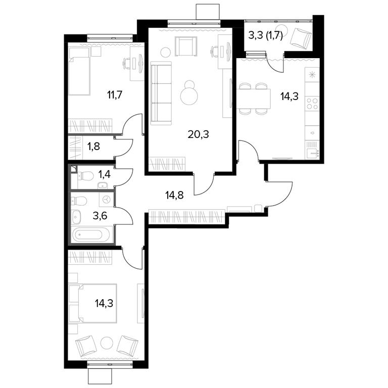 3-BD Apartment Sale, 84 sq. m. at Pervyi Leningradskiy, Pervy Leningradskiy Residential Complex, Moscow, Russia #1 3-BD Apartment Sale, 84 sq. m. at Pervyi Leningradskiy, Pervy Leningradskiy Residential Complex, Moscow, Russia #1