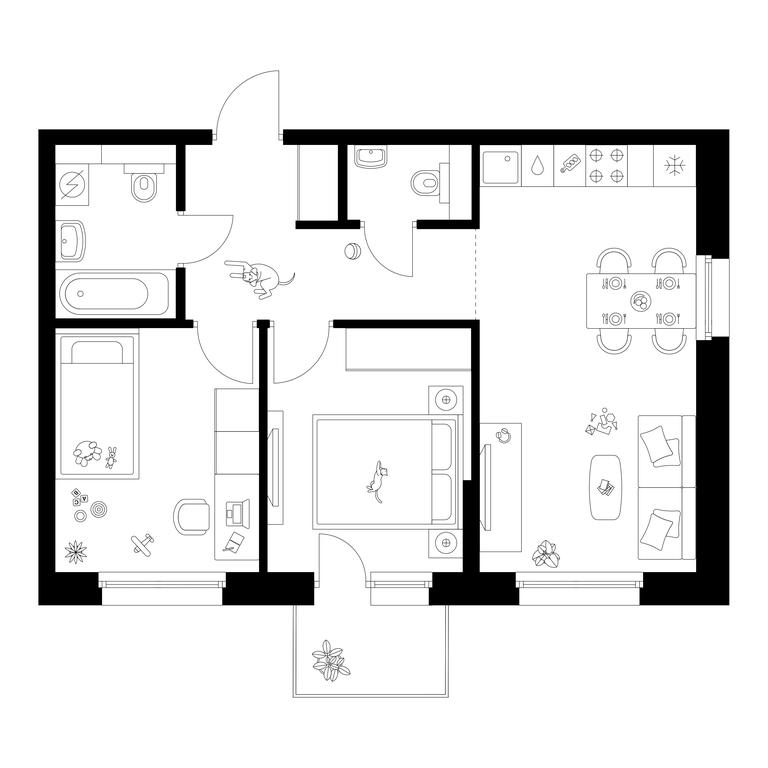 2-BD Apartment Sale, 51.8 sq. m. at Polar, Polyarnaya Street, 39Б, Moscow, Russia #2