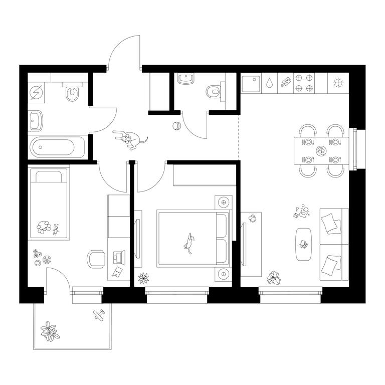 2-BD Apartment Sale, 51.8 sq. m. at Polar, Polyarnaya Street, 39Б, Moscow, Russia #2