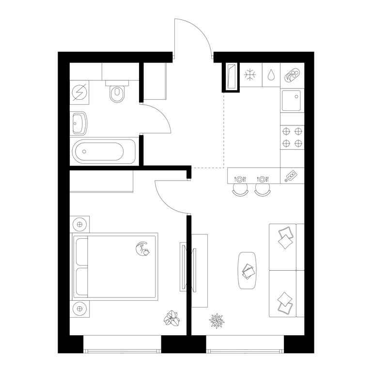 1-BD Apartment Sale, 36平方米 at Polar, Polyarnaya Street, 39Б, Moscow, Russia #2