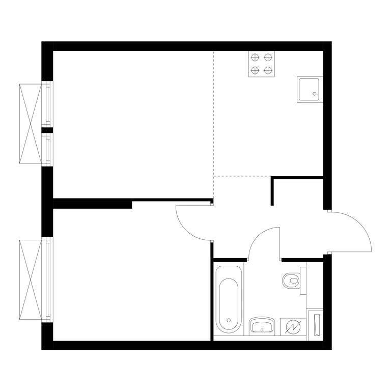 1-BD Apartment Sale, 39.6平方米 at Kolskaya 8, Kolskaya Street, 8с16, Moscow, Russia #1