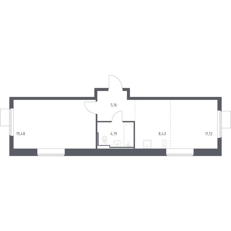 Apartment Sale, 48.38 sq. m. at Gorki Park, Shkolnaya ulitsa, 2, derevnya Korobovo, Leninskiy City District, Moscow Region, Russia #1