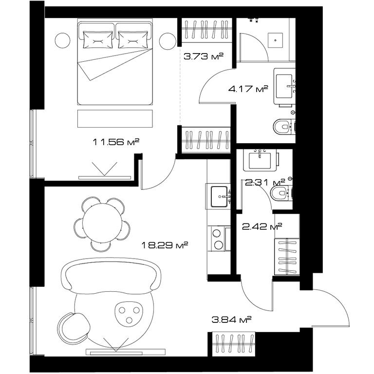 1-BD Apartment Sale, 48 sq. m. at Lunar, Leninsky Avenue, 38, Moscow, Russia #1 1-BD Apartment Sale, 48 sq. m. at Lunar, Leninsky Avenue, 38, Moscow, Russia #1