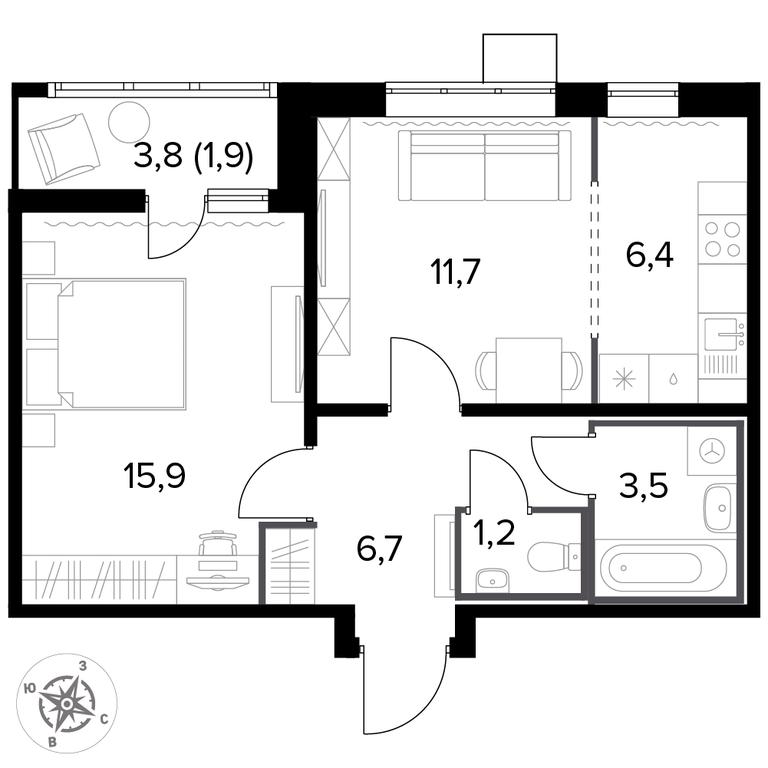 2-BD Apartment Sale, 47.4平方米 at Pervyi Lermontovskiy, zhiloy kompleks 1-y Lermontovskiy, Lyubertsy, Moscow Region, Russia #1 2-BD Apartment Sale, 47.4平方米 at Pervyi Lermontovskiy, zhiloy kompleks 1-y Lermontovskiy, Lyubertsy, Moscow Region, Russia #1