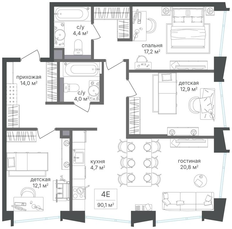 3-BD Apartment Sale, 90.1 sq. m. at Petrovskiy Park II, Stary Petrovsko-Razumovsky Drive, 1/23, Moscow, Russia #2