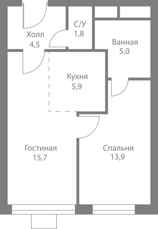 2-BD Apartment Sale, 46.8平方米 at Stellar City, Skolkovskoye Highway, 1, Moscow, Russia #1