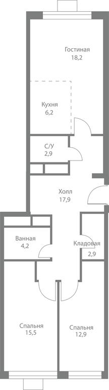 3-BD Apartment Sale, 80.8平方米 at Stellar City, Skolkovskoye Highway, 1, Moscow, Russia #1