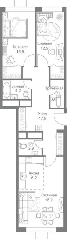 3-BD Apartment Sale, 80.8平方米 at Stellar City, Skolkovskoye Highway, 1, Moscow, Russia #1 3-BD Apartment Sale, 80.8平方米 at Stellar City, Skolkovskoye Highway, 1, Moscow, Russia #1