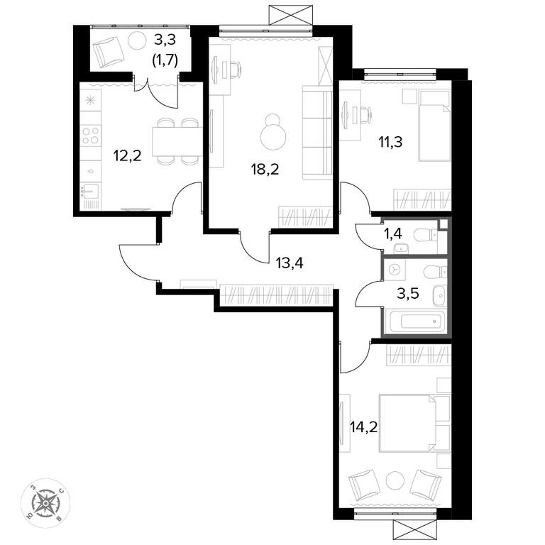3-BD Apartment Sale, 76.1平方米 at Pervyi Leningradskiy, Pervy Leningradskiy Residential Complex, Moscow, Russia #1 3-BD Apartment Sale, 76.1平方米 at Pervyi Leningradskiy, Pervy Leningradskiy Residential Complex, Moscow, Russia #1