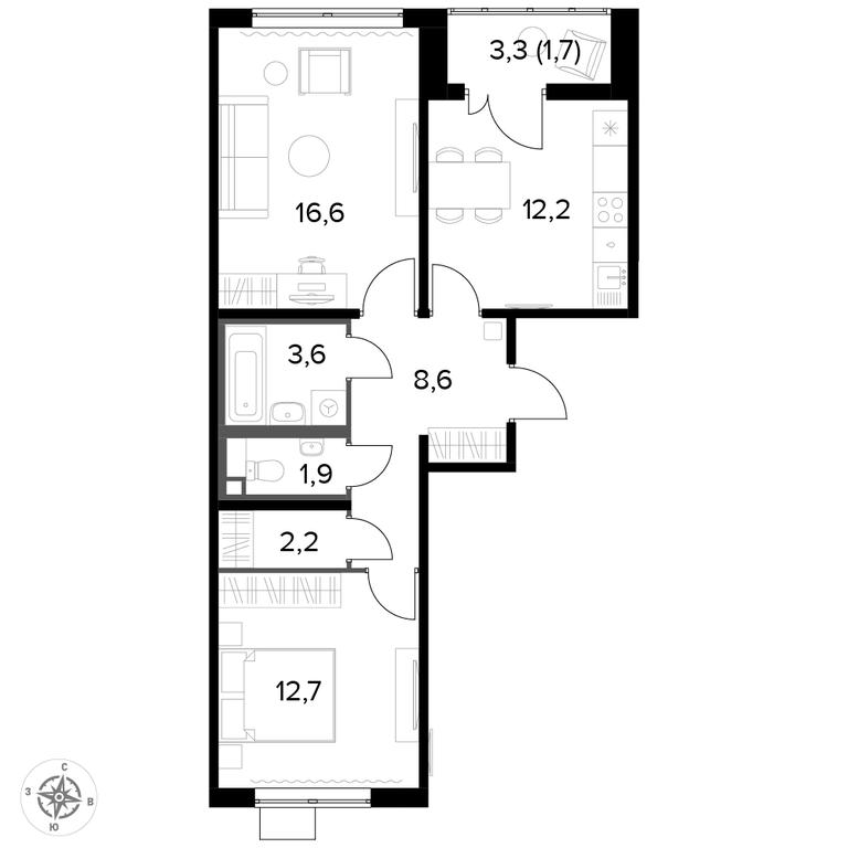2-BD Apartment Sale, 59.5 sq. m. at Pervyi Lermontovskiy, zhiloy kompleks 1-y Lermontovskiy, Lyubertsy, Moscow Region, Russia #1 2-BD Apartment Sale, 59.5 sq. m. at Pervyi Lermontovskiy, zhiloy kompleks 1-y Lermontovskiy, Lyubertsy, Moscow Region, Russia #1