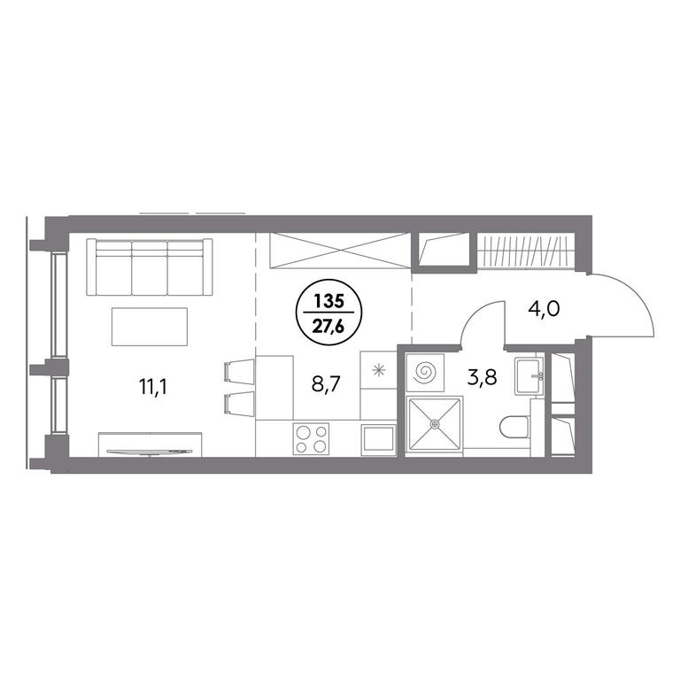 1-BD Apartment Sale, 27.6 sq. m. at Dom56, Fridrikha Engelsa Street, 56с1, Moscow, Russia #1 1-BD Apartment Sale, 27.6 sq. m. at Dom56, Fridrikha Engelsa Street, 56с1, Moscow, Russia #1