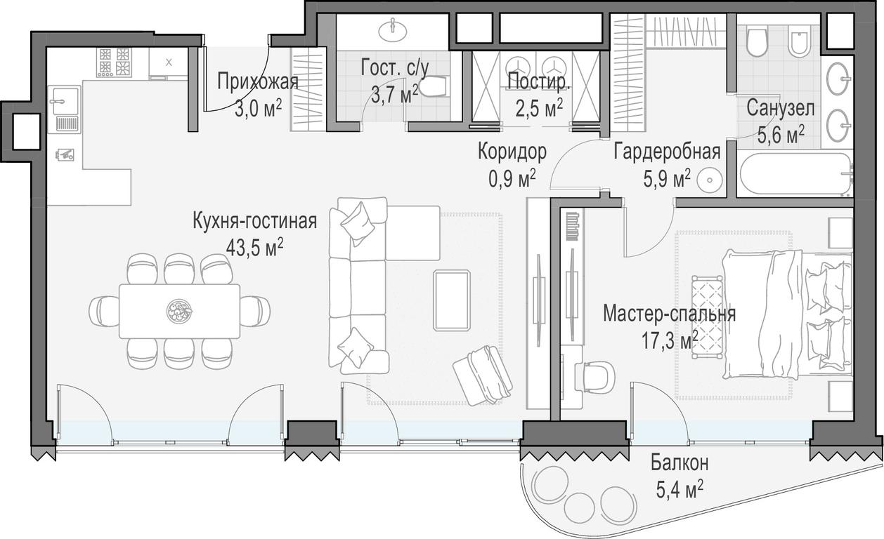 1-BD Apartment Sale, 83 sq. m. at Lavrushinskiy, Lavrushinsky Lane, 11к1, Moscow, Russia #1