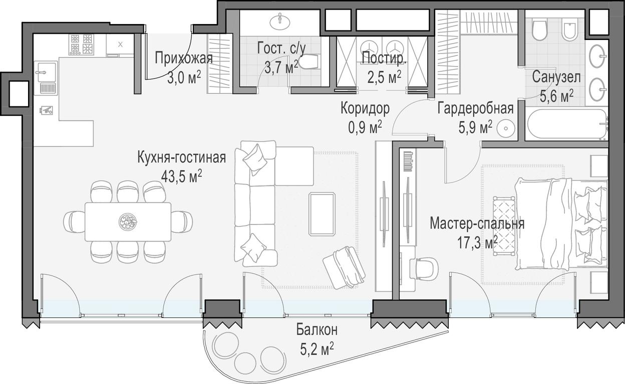 1-BD Apartment Sale, 82.8 sq. m. at Lavrushinskiy, Lavrushinsky Lane, 11к1, Moscow, Russia #1