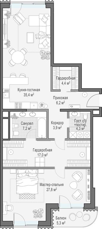1-BD Apartment Sale, 106.8 sq. m. at Lavrushinskiy, Lavrushinsky Lane, 11к1, Moscow, Russia #1