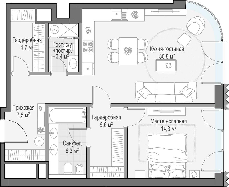 1-BD Apartment Sale, 72.6 sq. m. at Lavrushinskiy, Lavrushinsky Lane, 11к1, Moscow, Russia #1 1-BD Apartment Sale, 72.6 sq. m. at Lavrushinskiy, Lavrushinsky Lane, 11к1, Moscow, Russia #1