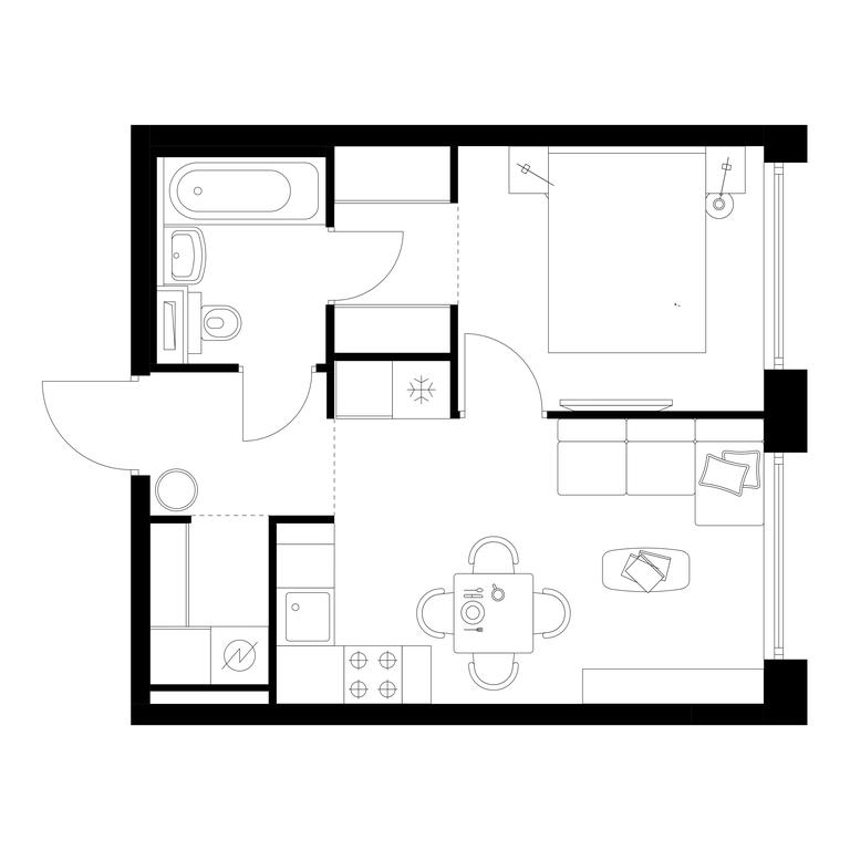 1-BD Apartment Sale, 34.4平方米 at Businovskiy Park, Izhorskaya Street, 6с5, Moscow, Russia #1