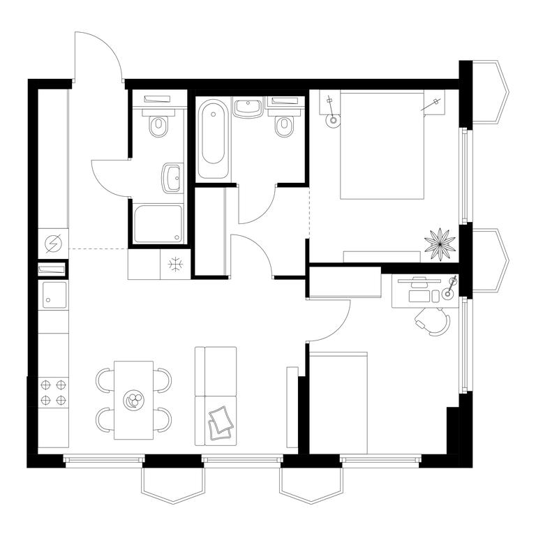 2-BD Apartment Sale, 54.5 sq. m. at Businovskiy Park, Izhorskaya Street, 6с5, Moscow, Russia #1