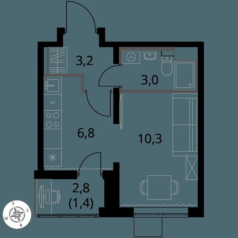Apartment Sale, 24.7 sq. m. at Pervy Yuzhny, zhiloy kompleks Pervy Yuzhny, Leninskiy City District, Moscow Region, Russia #1