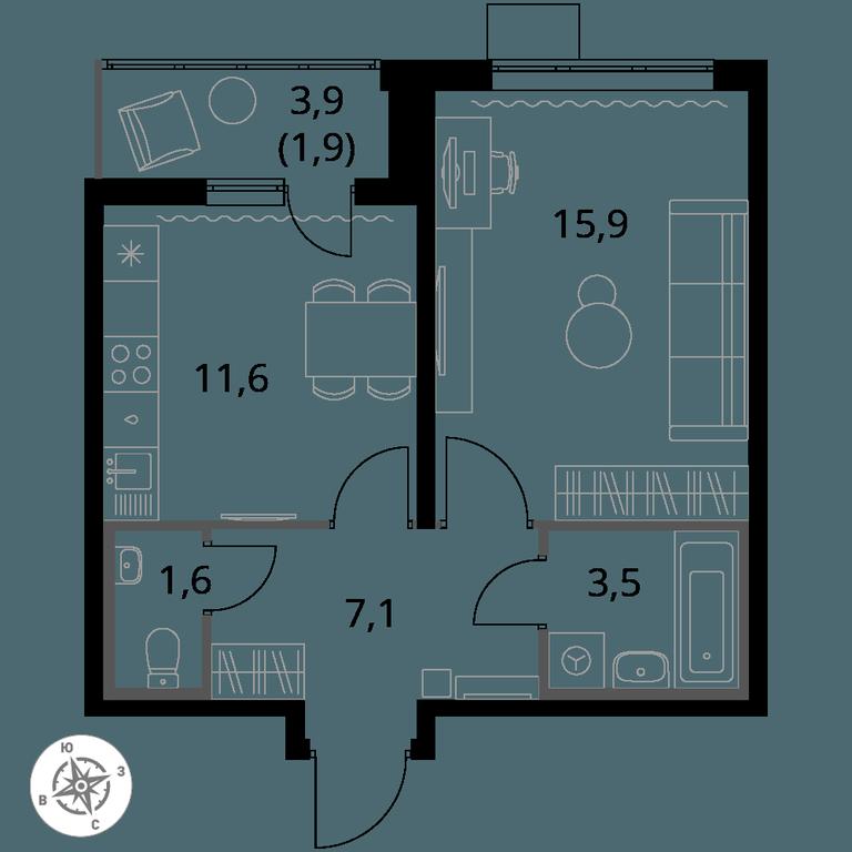 1-BD Apartment Sale, 41.6 sq. m. at Pervy Yuzhny, zhiloy kompleks Pervy Yuzhny, Leninskiy City District, Moscow Region, Russia #1 1-BD Apartment Sale, 41.6 sq. m. at Pervy Yuzhny, zhiloy kompleks Pervy Yuzhny, Leninskiy City District, Moscow Region, Russia #1
