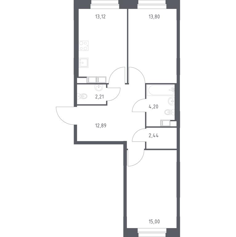 1-BD Apartment Sale, 63.66 sq. m. at Eko Bunino, prospekt Kuprina, 34к1, Sosenskoye Settlement, Moscow, Russia #1