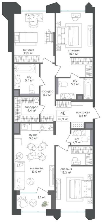 3-BD Apartment Sale, 99.1平方米 at Petrovskiy Park II, Stary Petrovsko-Razumovsky Drive, 1/23, Moscow, Russia #2