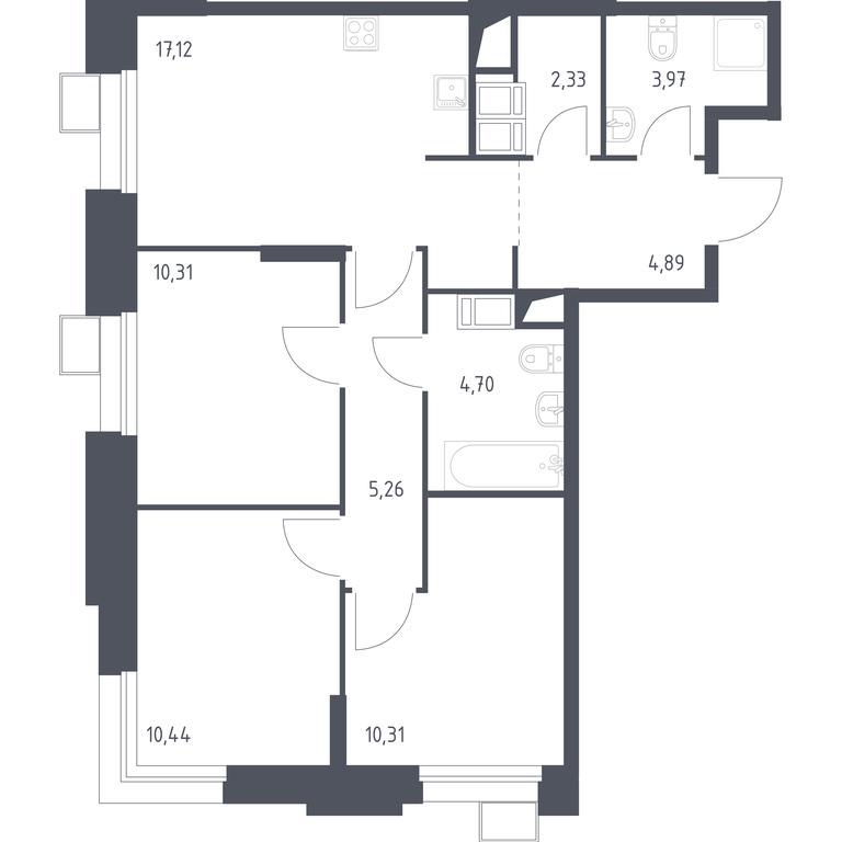 2-BD Apartment Sale, 69.27 sq. m. at Troparevo Park, Kiyevskoye shosse, 21-y kilometr, 3с4, Mosrentgen Settlement, Moscow, Russia #1 2-BD Apartment Sale, 69.27 sq. m. at Troparevo Park, Kiyevskoye shosse, 21-y kilometr, 3с4, Mosrentgen Settlement, Moscow, Russia #1