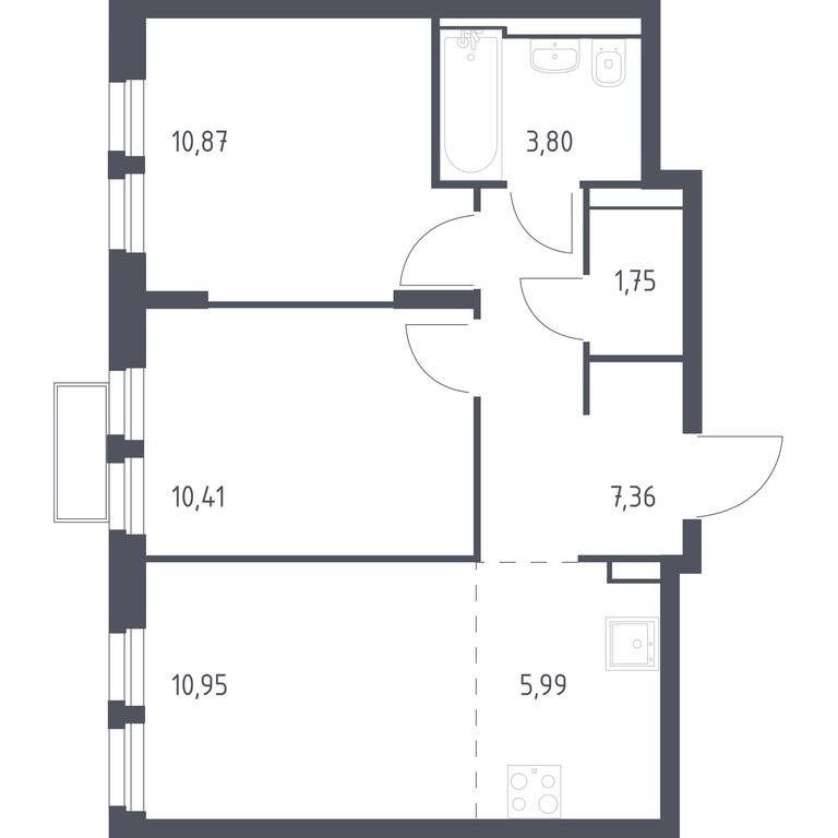1-BD Apartment Sale, 51.26平方米 at Kvartal Strogino, zhiloy kompleks Kvartal Strogino, Krasnogorsk, Moscow Region, Russia #1